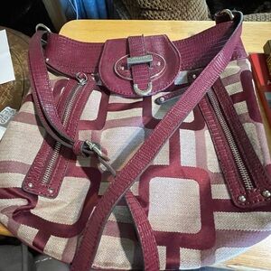 Stylish Burgundy and Beige Women's Nine West crossbody Bag